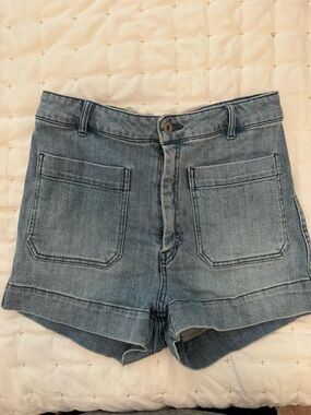 H&M Light Wash, High Waist Denim Shorts
